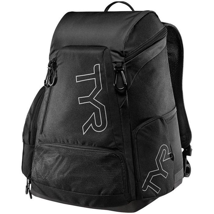 TYR Alliance Team Backpack 45L - Large Waterproof Swim Bag for Competition & Training - Perfect for Swimming Gear, Goggles & Towels Storage - Black Sports Backpack
