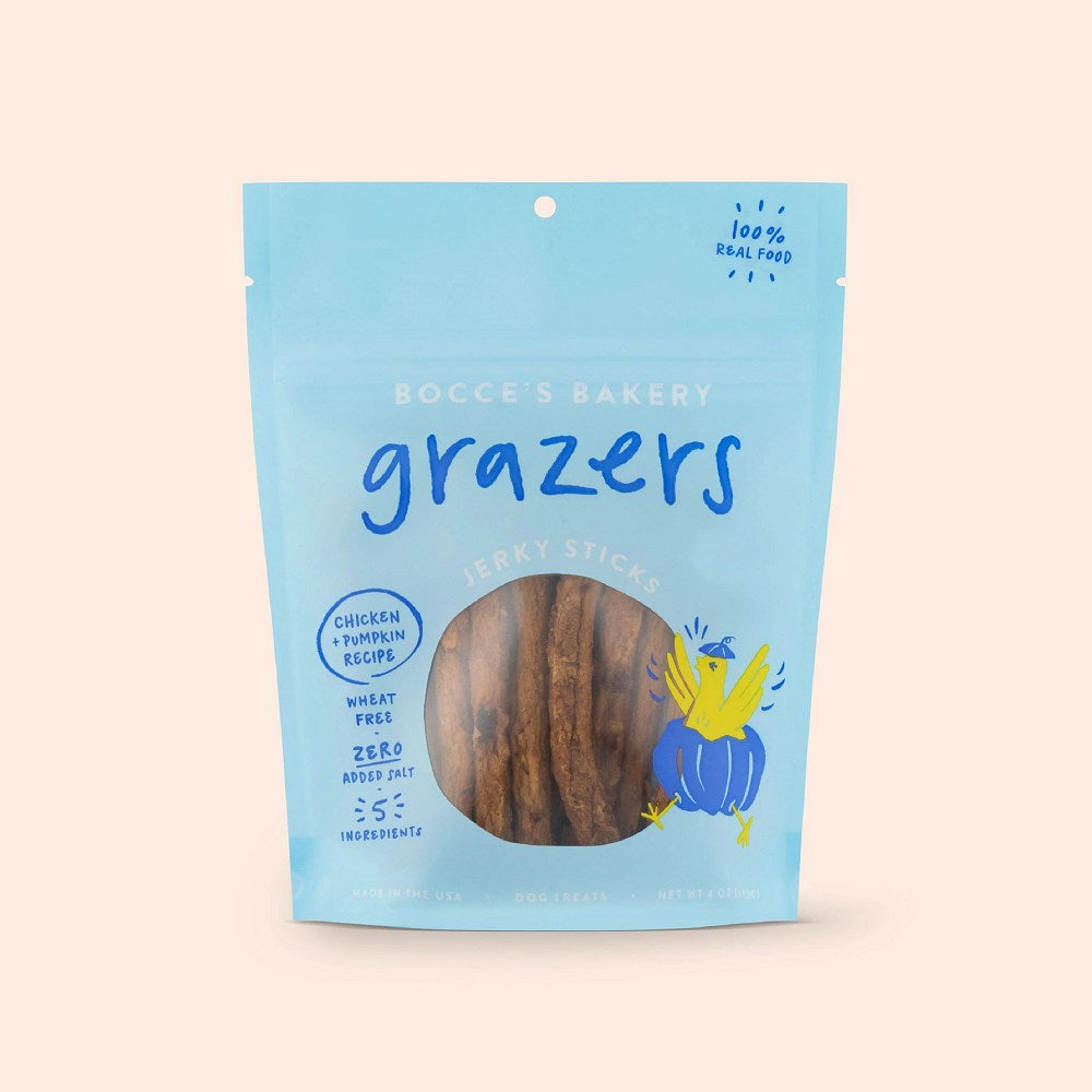 Grazers No Salt Added Wheat-Free Chicken & Pumpkin Jerky Dog Treats - Healthy Natural Snacks for Training, Rewards & Dental Care