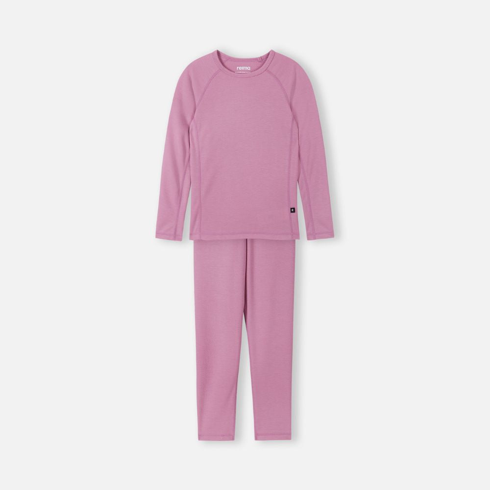 Reima Lani Thermal Base Layer Set for Kids - Soft Winter Underwear Set, Mauve Pink | Warm Thermal Underwear for Outdoor Activities, Skiing & Snow Play