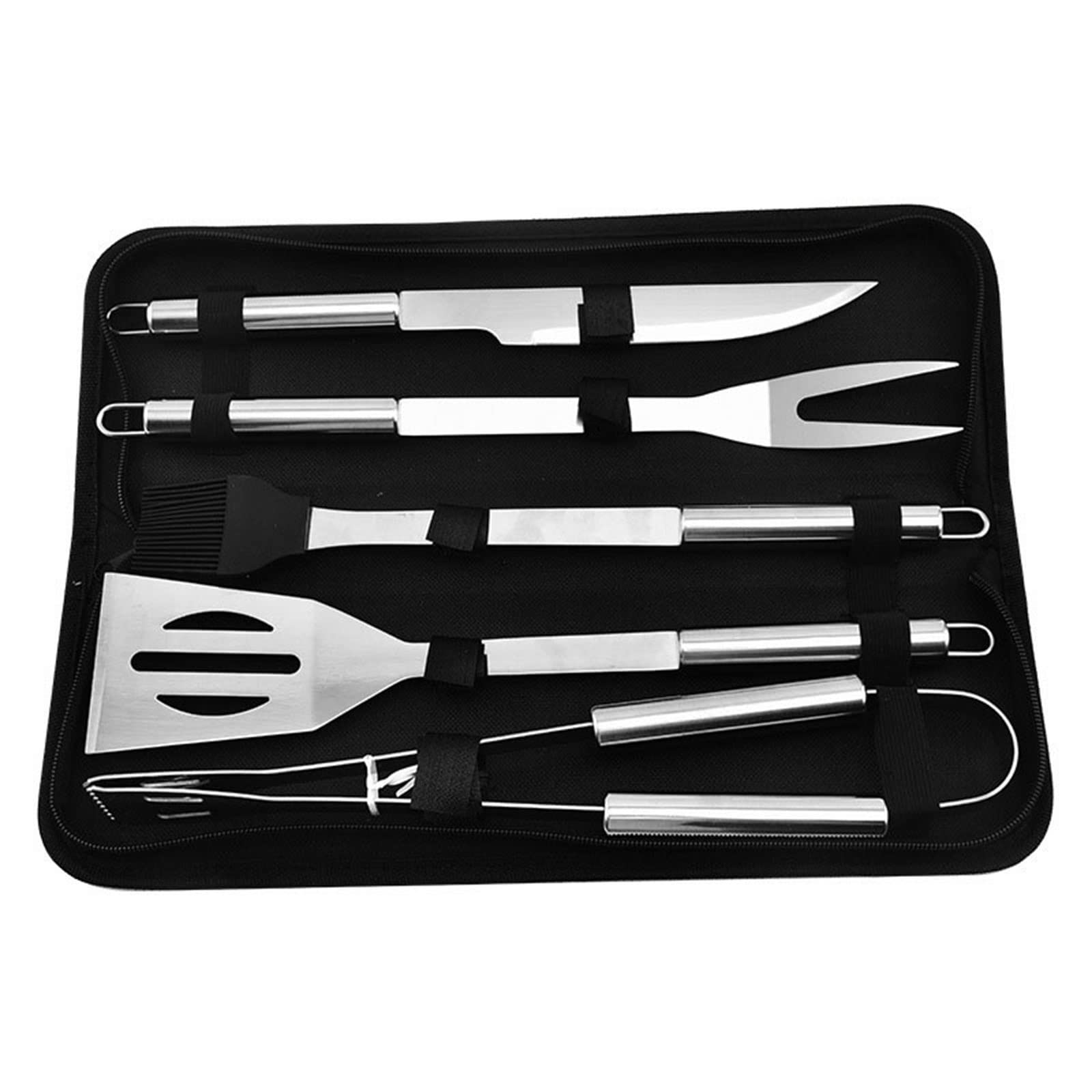 5PCS Stainless Steel BBQ Grill Tool Set - Heat Resistant Barbecue Accessories Kit with Carrying Case for Smoker, Camping, Backyard Cooking - Perfect Grill Utensils Gift for Men & Women (Ideal for Outdoor Picnics, Tailgating & Summer Cookouts)
