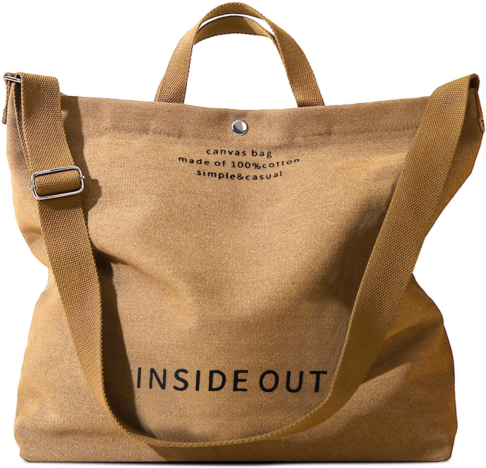 Stylish Large Canvas Tote Bag for Women - 100% Cotton Crossbody Shoulder Bag with 16oz Capacity - Perfect for Work, Travel, Beach & Shopping