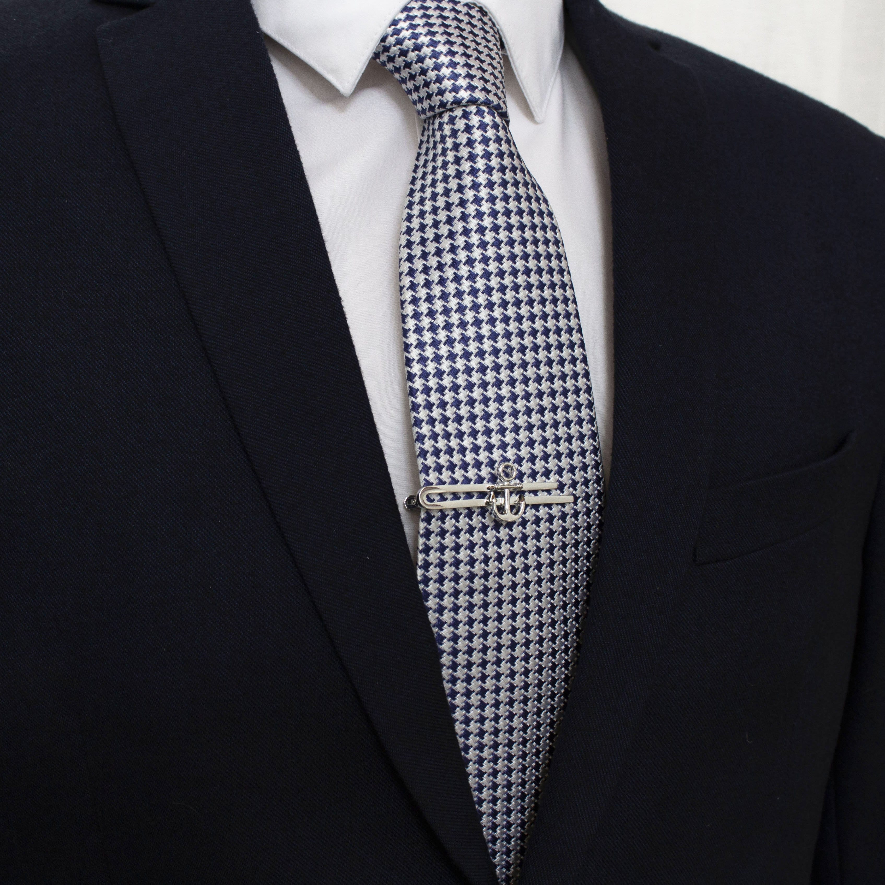Small Anchor Tie Bar - Classic Stainless Steel Cufflinks for Men - Perfect for Weddings, Business Meetings & Formal Occasions