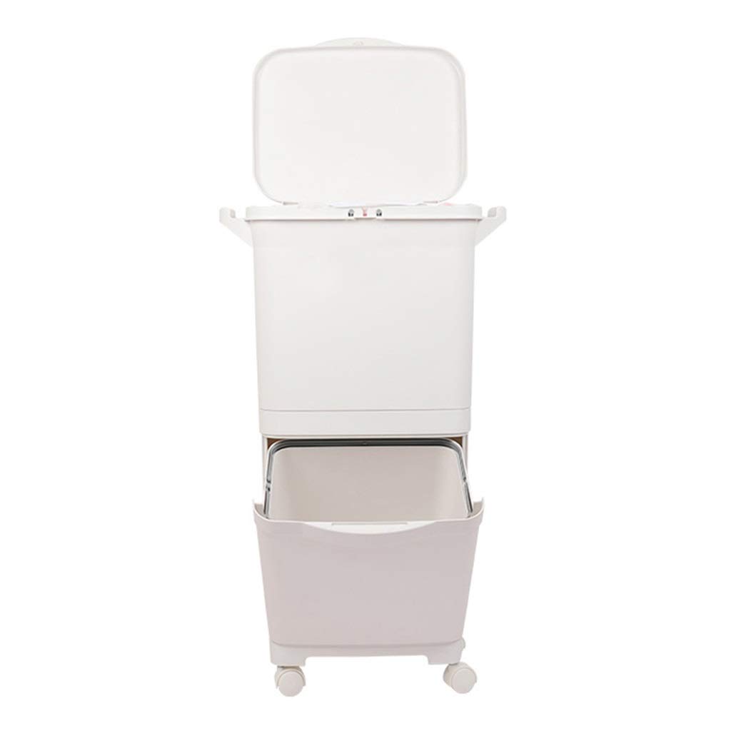 QTBH 33L/8.7Gal Double-Layer Vertical Kitchen Trash Can - Plastic Waste Bin with Storage Compartment for Recycling & Waste Separation | Perfect for Home, Office & Restaurant Use (Color A)