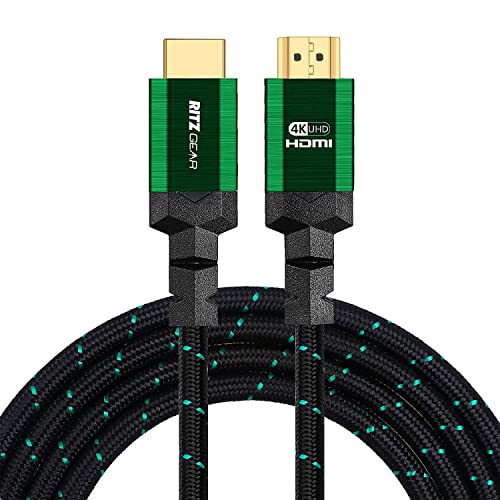 RitzGear 5-Pack 30ft Ultra High Speed HDMI 2.0 Cable - 18Gbps 4K@60Hz UHD 3D 2160p 1080p ARC Ethernet - Gold-Plated Connectors & Braided Nylon Cord - Compatible with Smart TV, Monitor, PC, PS5, Xbox Series X - Perfect for Home Theater, Gaming & Office Setup