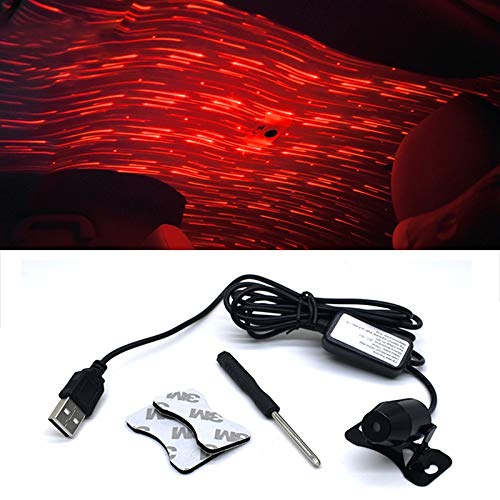 5V Car Roof Ceiling Decoration LED Light Bulbs - Red Starry Night Atmosphere Meteor Lamp Projector for Car Interior, Constantly Bright - Perfect for Romantic Dates & Night Driving Ambience
