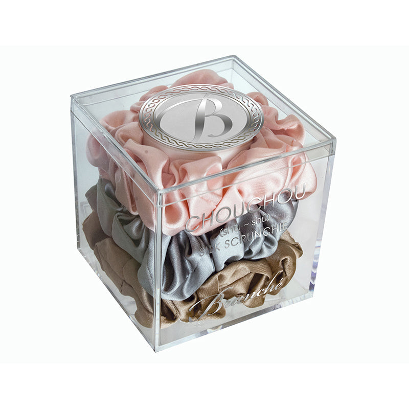 Chouchou Silk Hair Scrunchies - Soft & Luxurious Hair Ties for Women (Set of 3) | Perfect for Ponytails, Buns & Everyday Hair Styling