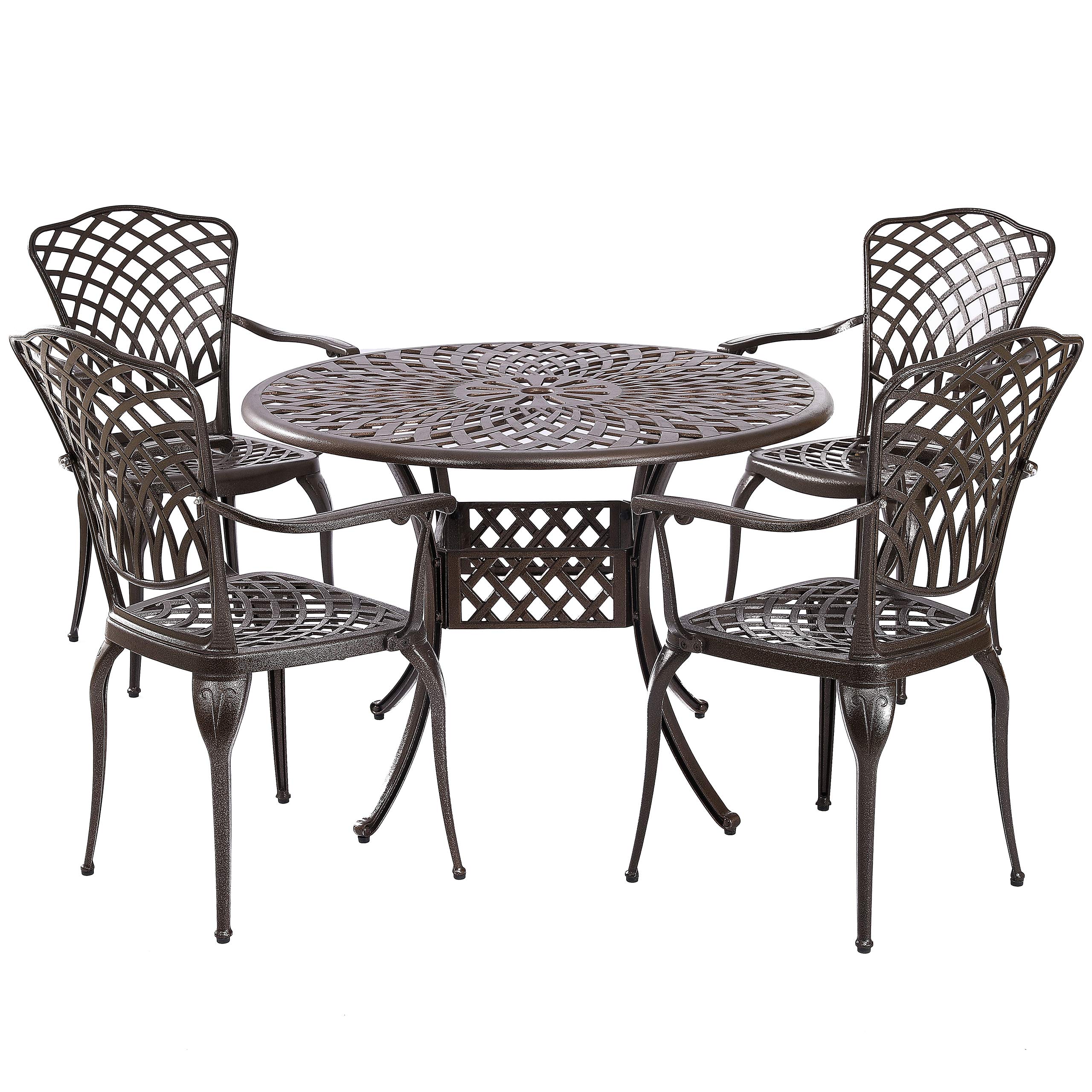 Kinger Home Arden 5-Piece Outdoor Dining Set for 4 - Durable Cast Aluminum Patio Furniture with Round Table & Chairs - All-Weather Resistant Garden, Backyard & Poolside Dining Set for Outdoor Entertaining