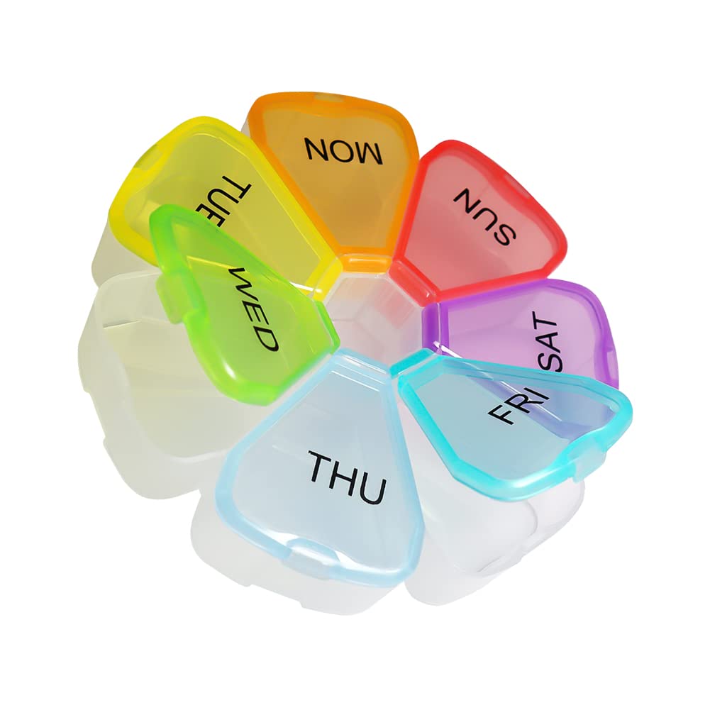 7-Day Weekly Pill Organizer - Colorful Travel Medicine Case with Daily Compartments | Perfect for Vitamins, Supplements & Medication Management at Home or On-The-Go