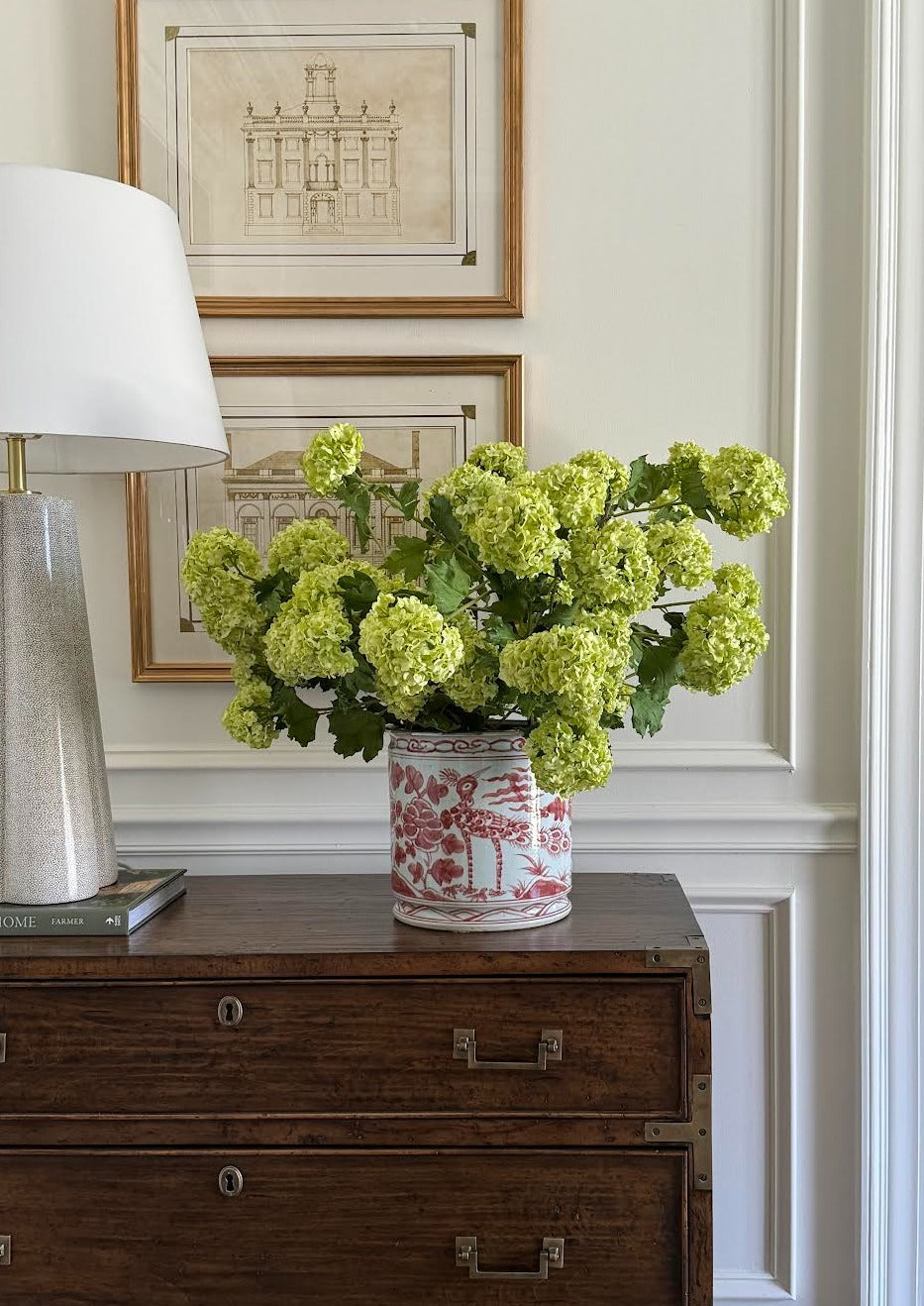 Artificial Snowball Flower Stem in Green - 43.5 Inch Faux Hydrangea for Home Decor, Wedding Centerpieces & Floral Arrangements