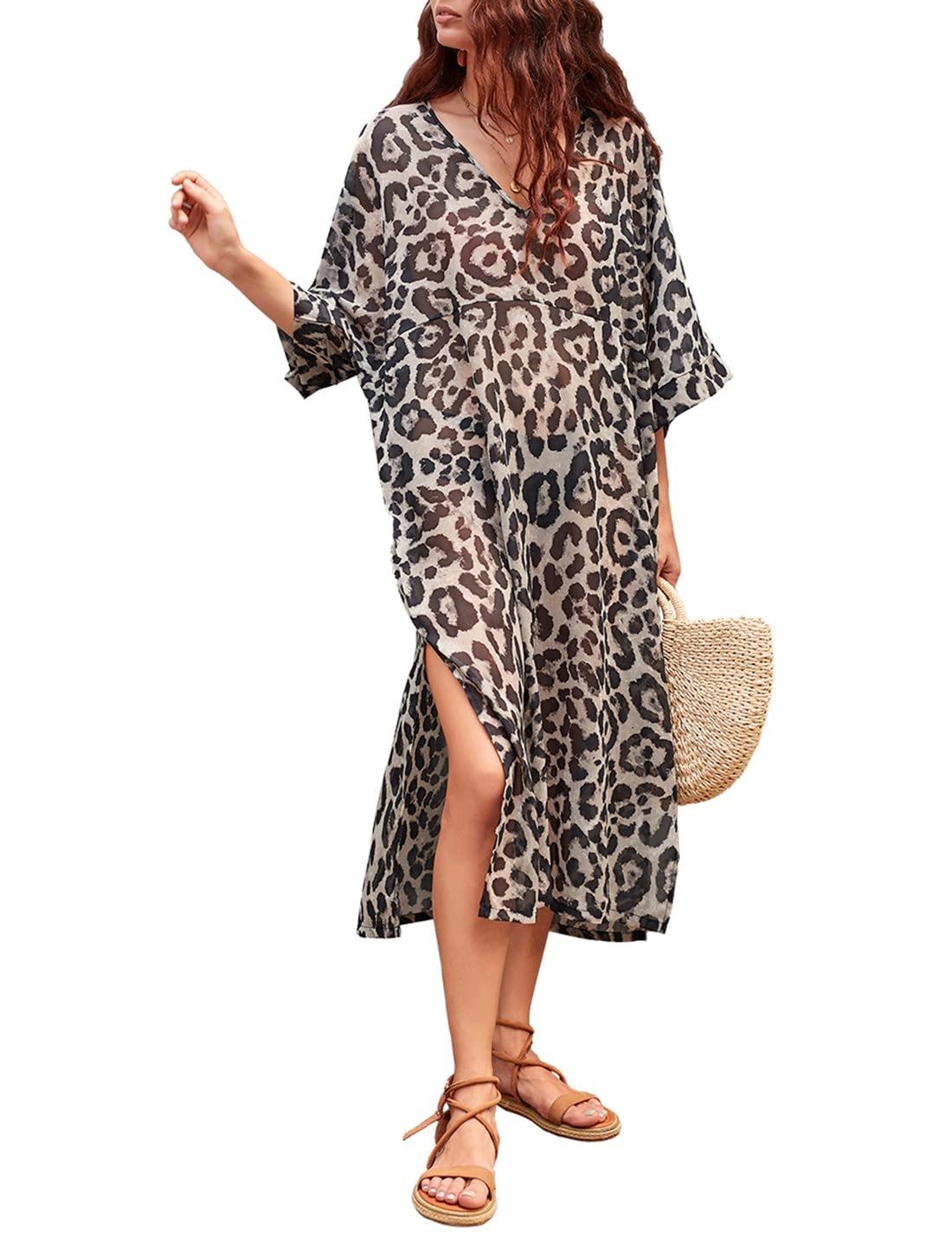 AILUNSNIKA Women's Beach Cover Up - Long Turkish Kaftan Dress for Swimwear, Bikini, Pool & Vacation | Lightweight Summer Resort Wear for Beach Parties, Tropical Getaways & Boho Fashion