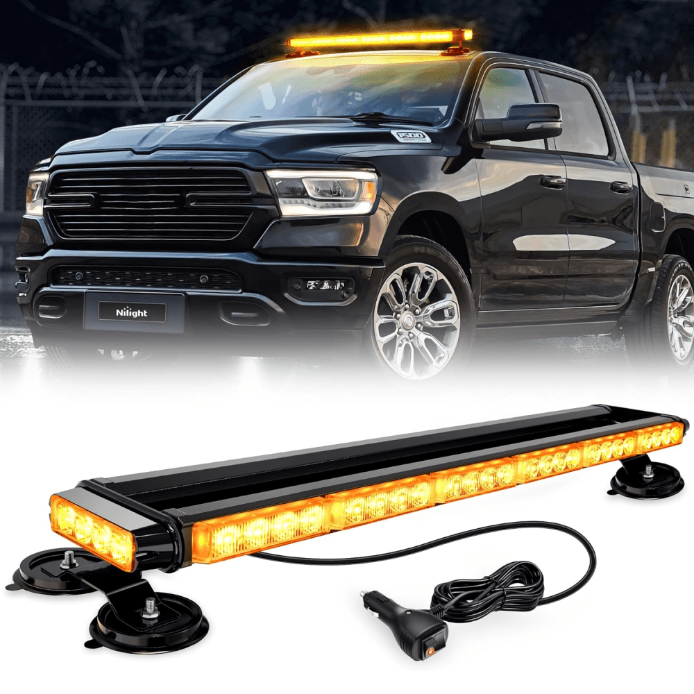 29.5 Inch 56LED Amber Strobe Light Bar - Magnetic Mount Roof Top Emergency Warning Light for Trucks, SUVs, Construction Vehicles | Hazard Safety Beacon for Roadside, Towing, Work Zones & Emergency Scenes