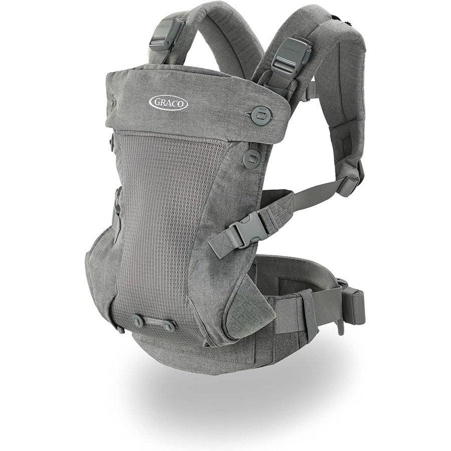 Graco CradleMe 4-in-1 Convertible Baby Carrier - Ergonomic Infant Carrier for Newborn to Toddler, Hands-Free Baby Wearing in Mineral Grey - Perfect for Shopping, Hiking & Parenting On-The-Go