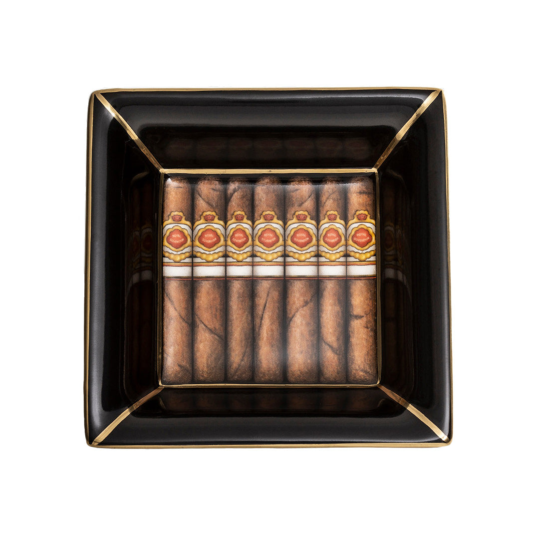 Premium Cigar Ashtray Square Tray - Heavy Duty Stainless Steel Cigar Rest with Deep Grooves - Perfect for Cigar Lounges, Home Bars, and Outdoor Smoking Areas