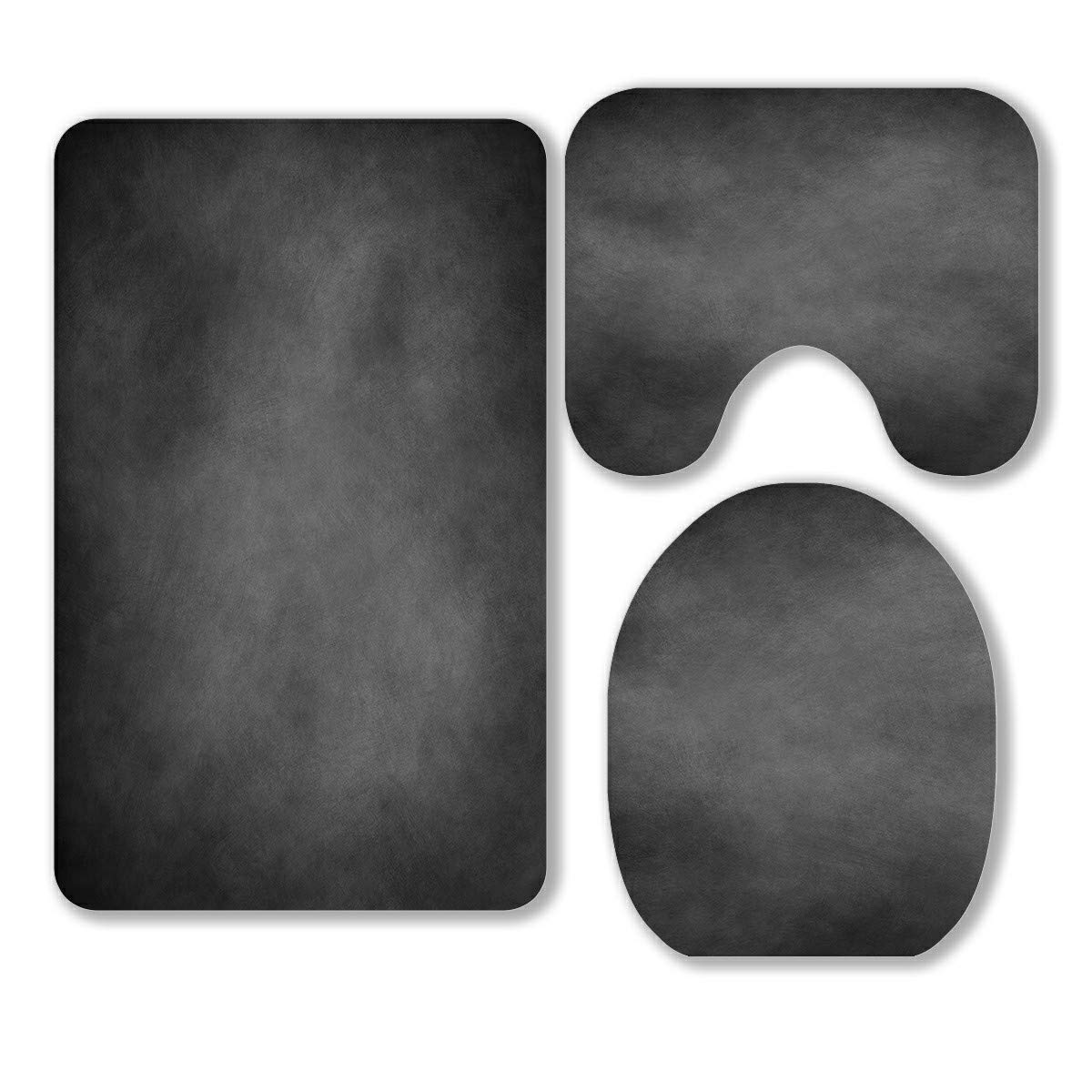 ECZJNT Abstract Old Black Vignette Border Frame 3-Piece Bathroom Rug Set - Non-Slip Bath Mat, Contour Mat & Toilet Lid Cover - Soft Absorbent Microfiber for Modern Bathrooms (Bathroom Decor, Home Essentials)