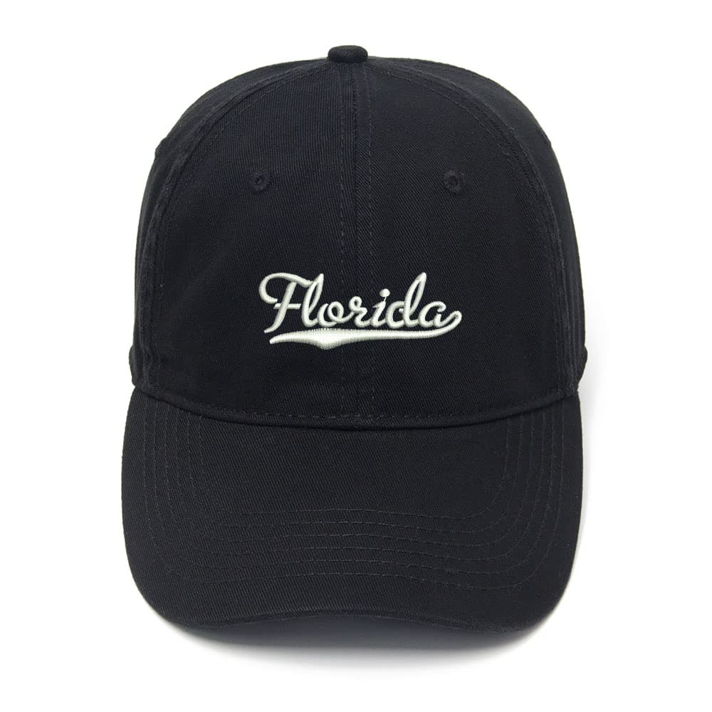 Florida Embroidered Dad Hat for Men - Washed Cotton Baseball Cap with Adjustable Strap - Perfect for Outdoor Sports, Casual Wear & Sun Protection