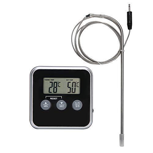 Wireless Digital Meat Thermometer with Timer - Large LCD Display for Oven, BBQ, Grill & Kitchen Cooking | Perfect for Roasts, Steaks, Turkey & Baking
