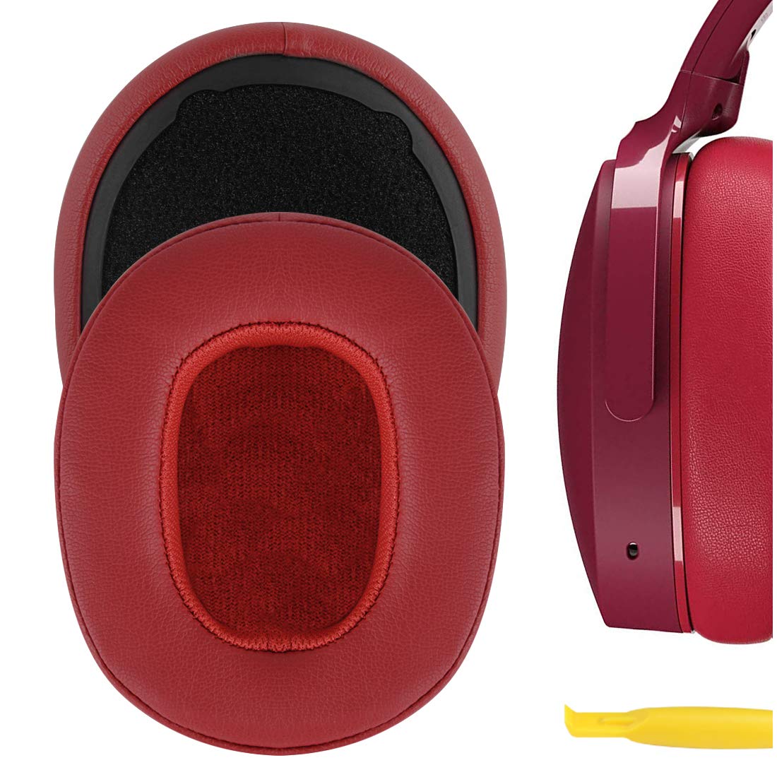 Geekria QuickFit Replacement Ear Pads for Skullcandy Crusher Wireless/Evo/ANC & Hesh 3 Headphones - Soft Memory Foam Ear Cushions, Breathable Earpads (Red) - Perfect for Gaming, Music & Travel Comfort