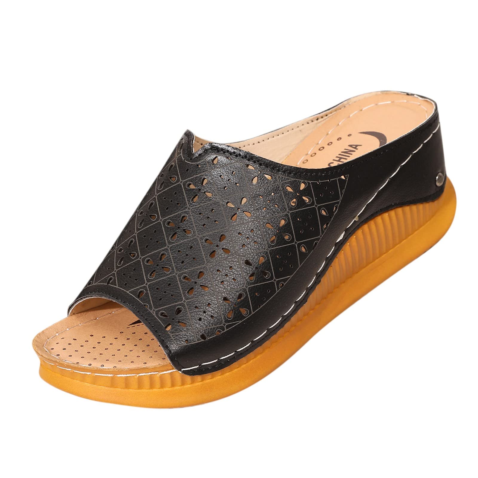 Women's Platform Peep Toe Sandals with Hollow Stitching - Summer Fashion Roman Style Walking Shoes for Ladies | Perfect for Beach Vacations, Date Nights & Spring Outfits