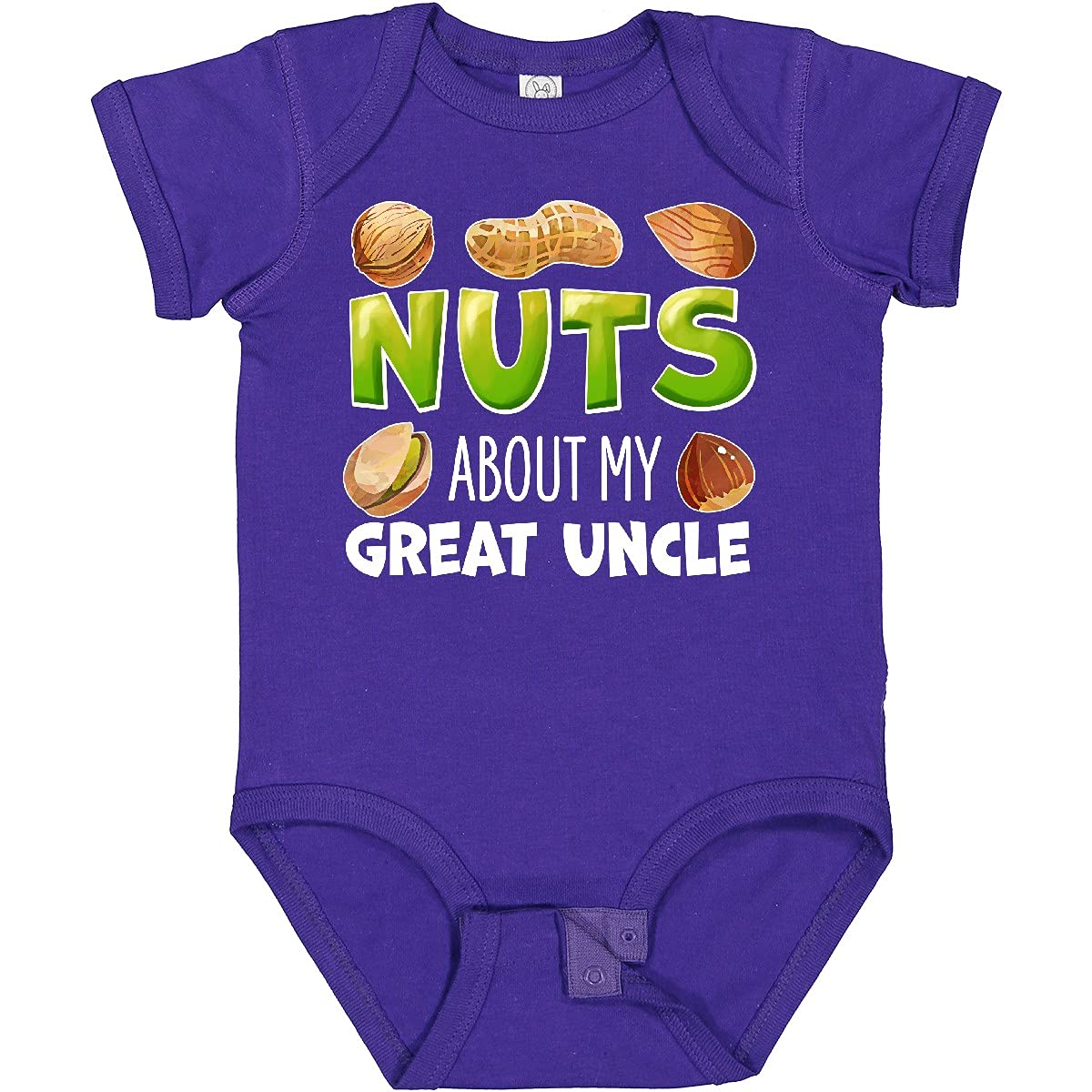 inktastic Nuts About My Great Uncle - Adorable Peanut, Almond & Pistachio Print Baby Bodysuit for Boys & Girls - Perfect for Family Reunions, Photo Shoots & Casual Outings