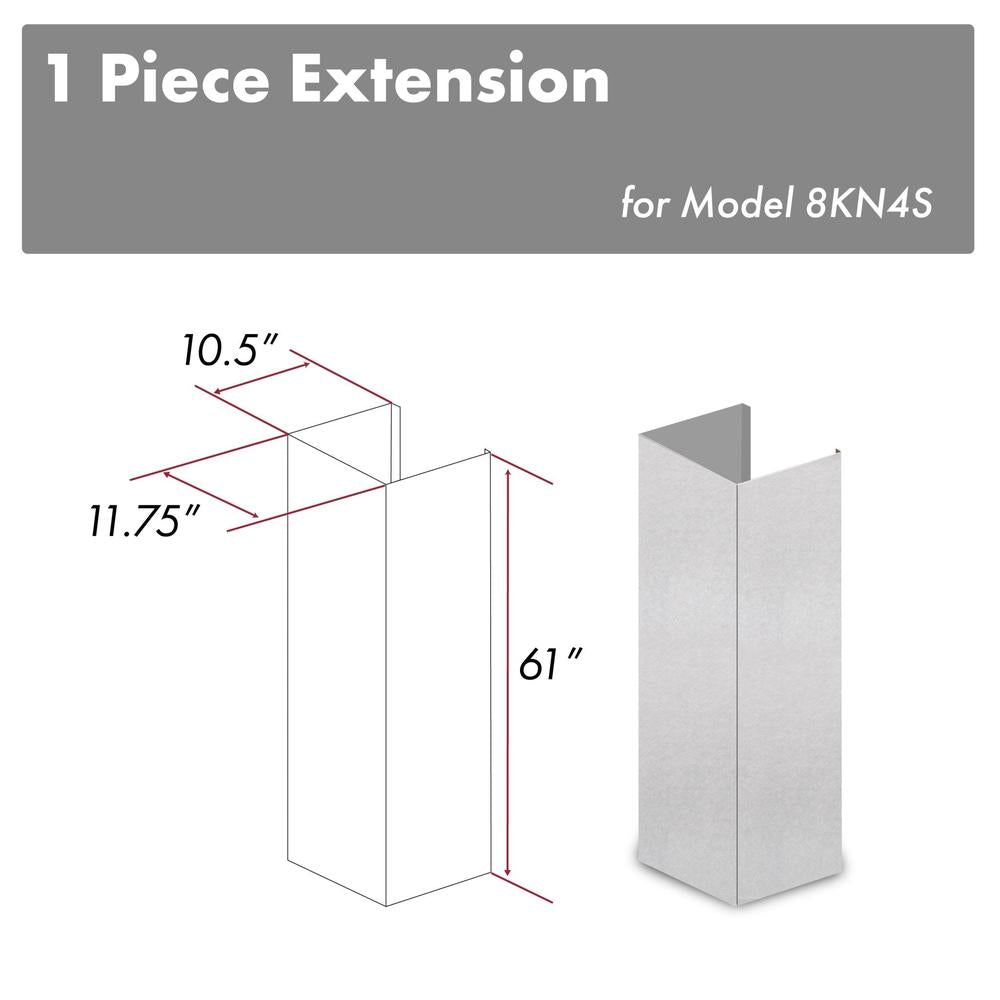 ZLINE 61-Inch Satin Stainless Steel Chimney Extension for 12.5 ft Ceilings - 8KN4S E Model - Perfect for Kitchen Range Hood Ventilation and Stove Exhaust Systems