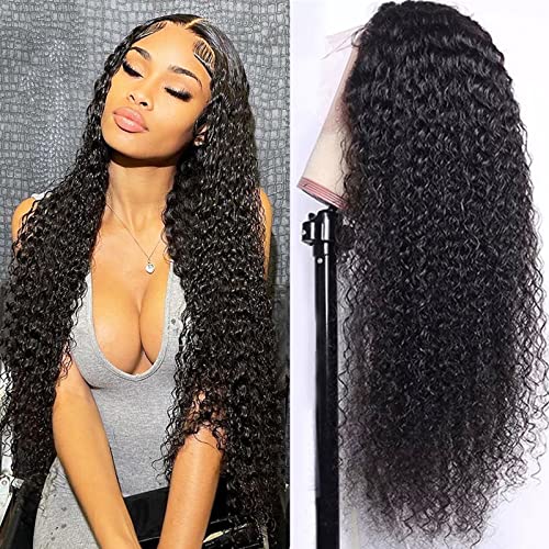26 Inch 13x6 Transparent HD Lace Front Wig - Brazilian Virgin Human Hair with Pre-Plucked Baby Hair | Natural Curly Lace Frontal Wigs for Black Women | Perfect for Daily Wear, Parties & Special Occasions