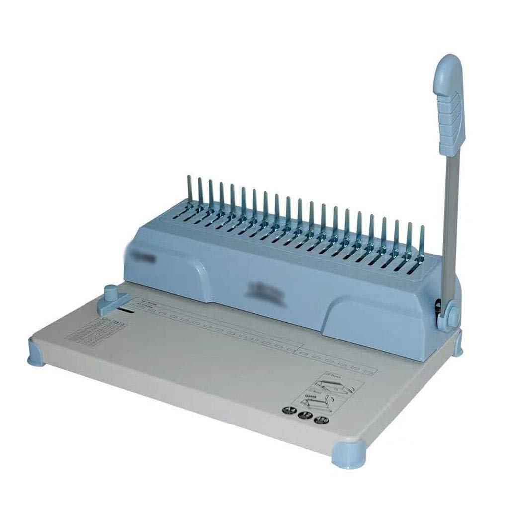 21-Hole Manual Comb Binding Machine - Heavy Duty Document Binder for Books, Contracts, Certificates & Financial Files - Blue (37.2x13x26cm) - Perfect for Office, School & Home Organization