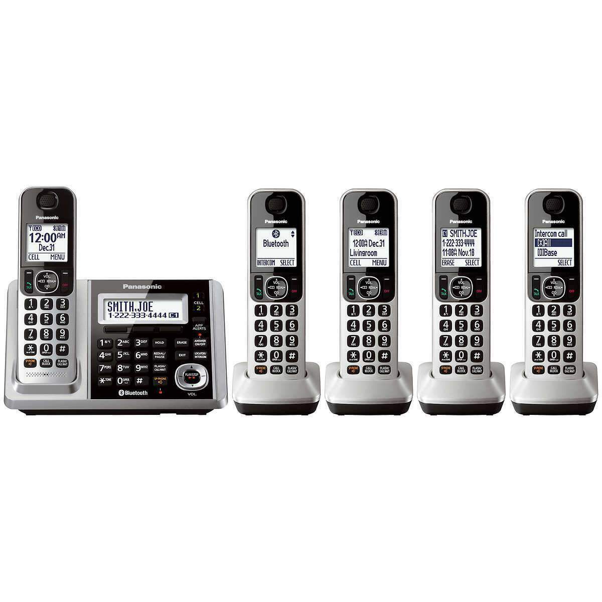 Refurbished PANASONIC KXTG175C 5-Handset Digital Cordless Phone with Answering Machine & Link2Cell | Bluetooth Connectivity | Home Essentials Warranty | Ideal for Home Office & Large Households