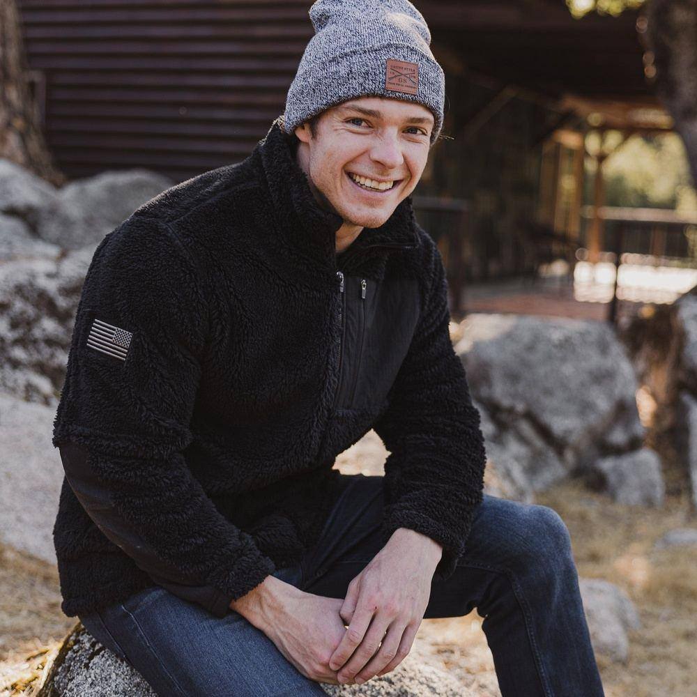 Men's Standard Issue Sherpa Fleece Jacket - Warm Winter Coat for Outdoor Activities, Hiking & Casual Wear - Black