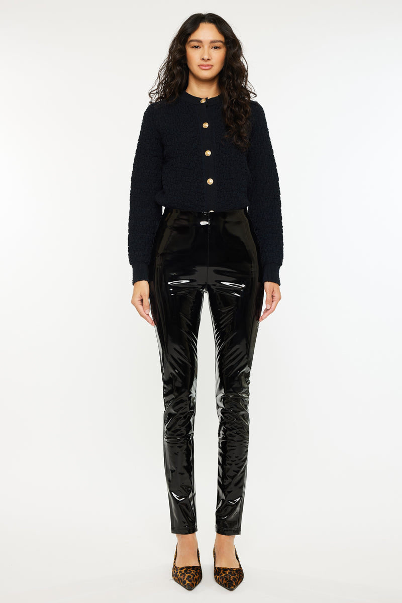 Bellini Skinny Faux Leather Leggings for Women - High Waist Stretchy Vegan Leather Pants - Perfect for Work, Night Out & Casual Wear