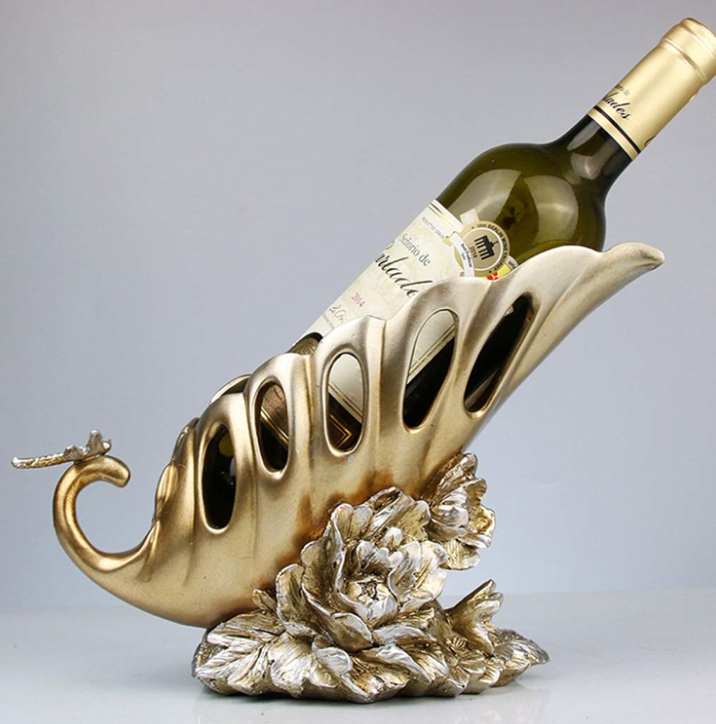 European Style Leaf Flower Wine Rack - Freestanding Resin Wine Storage for Living Room, Bedroom & Countertop | Elegant Home Decor & Wine Cooler for TV Cabinet & Creative Spaces