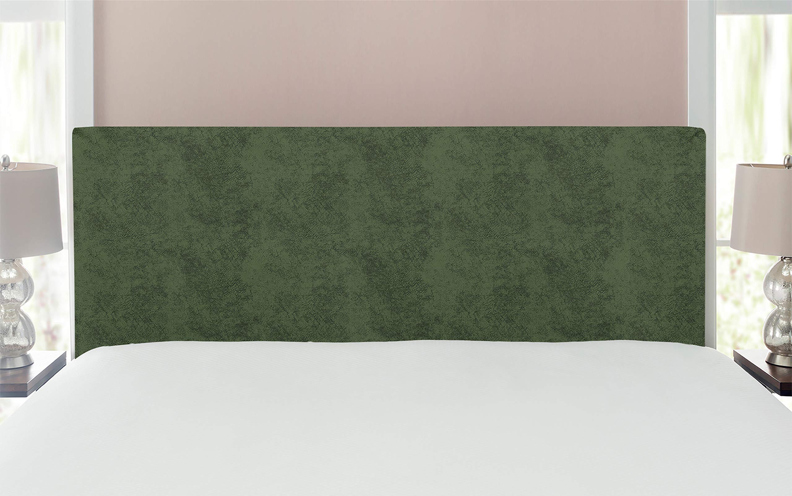 Ambesonne Faux Suede Headboard - Digitally Printed Distressed Texture Upholstered Metal Bed Headboard with Memory Foam | Full Size Olive Green | Perfect for Dorm, Bedroom & Guest Room Decor