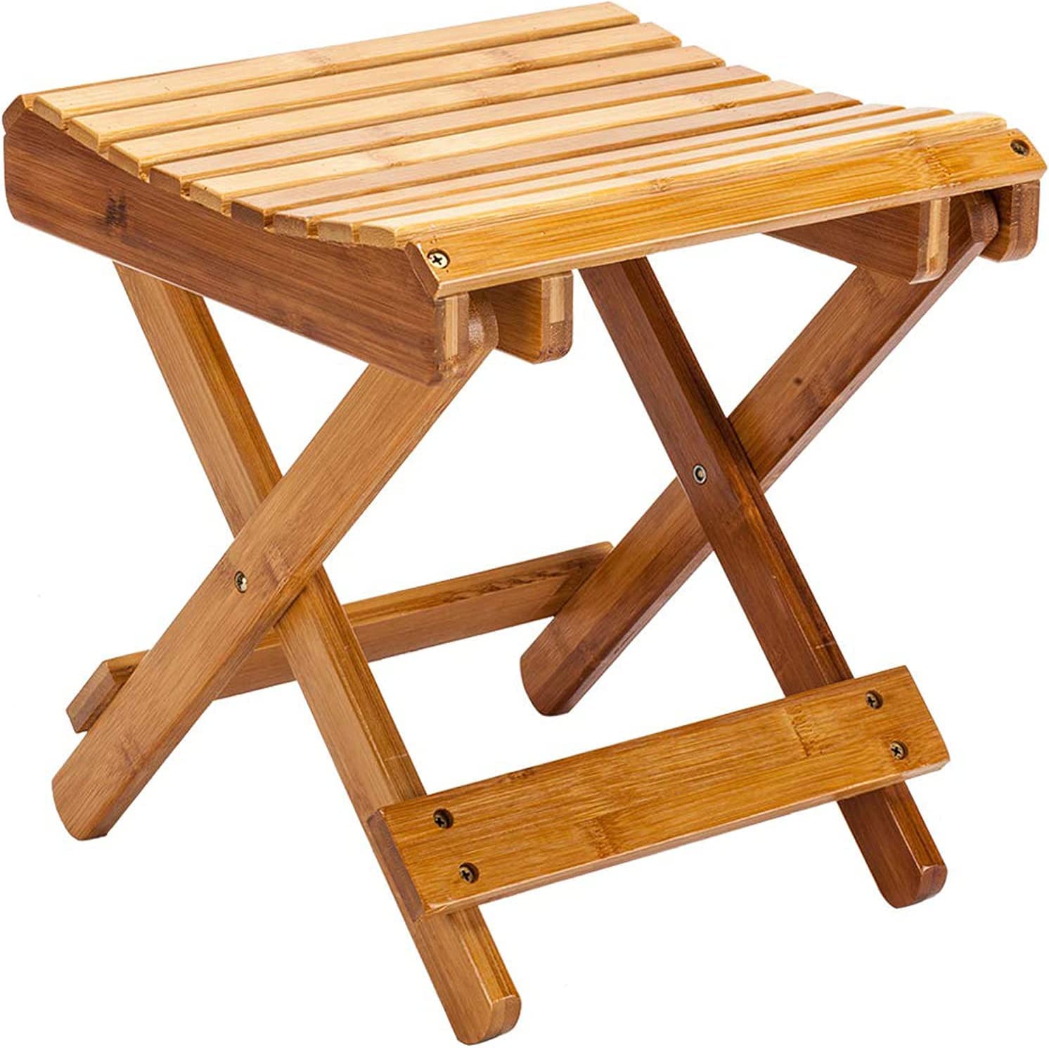 Folding Bamboo Step Stool for Shower, Leg Shaving & Foot Rest - Fully Assembled Wooden Spa Bath Chair for Adults, Kids, Elderly & Disabled - Perfect for Bathroom Safety, Pedicures & Home Care