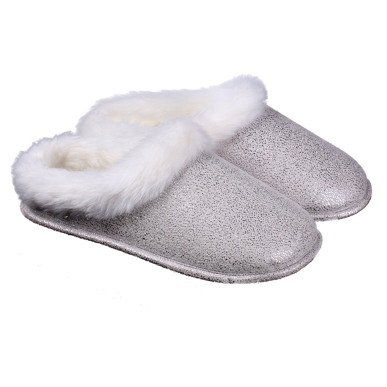 ofoot Women's Winter Warm Moccasin Slippers - Soft Suede & Faux Fur House Shoes with Thick Memory Foam - Indoor/Outdoor Non-Slip Rubber Soles for Home, Office & Travel