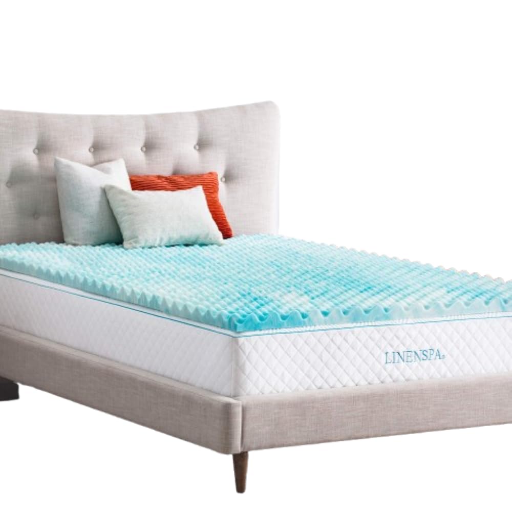 Linenspa 2 Inch Gel Swirl Memory Foam Mattress Topper - King Size Cooling Mattress Pad with Pressure Relief & Airflow Technology - Perfect for Hot Sleepers & Back Pain Relief - Ideal for Bedroom, Guest Room & Dorm Use