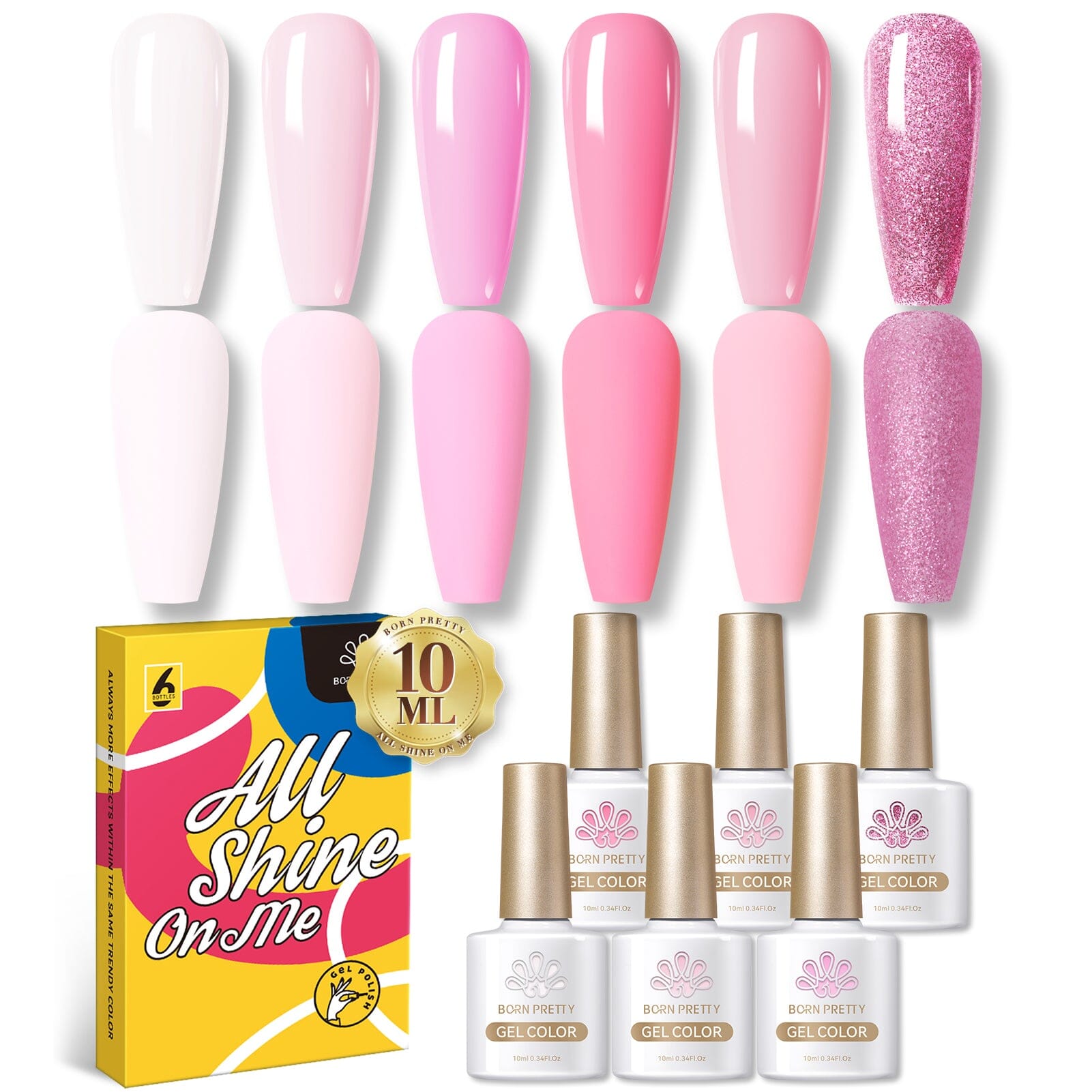 Soft Pink Gel Nail Polish Set - 6 Colors for Long-Lasting Manicures & Pedicures | Perfect for Home Nail Art & Salon Use