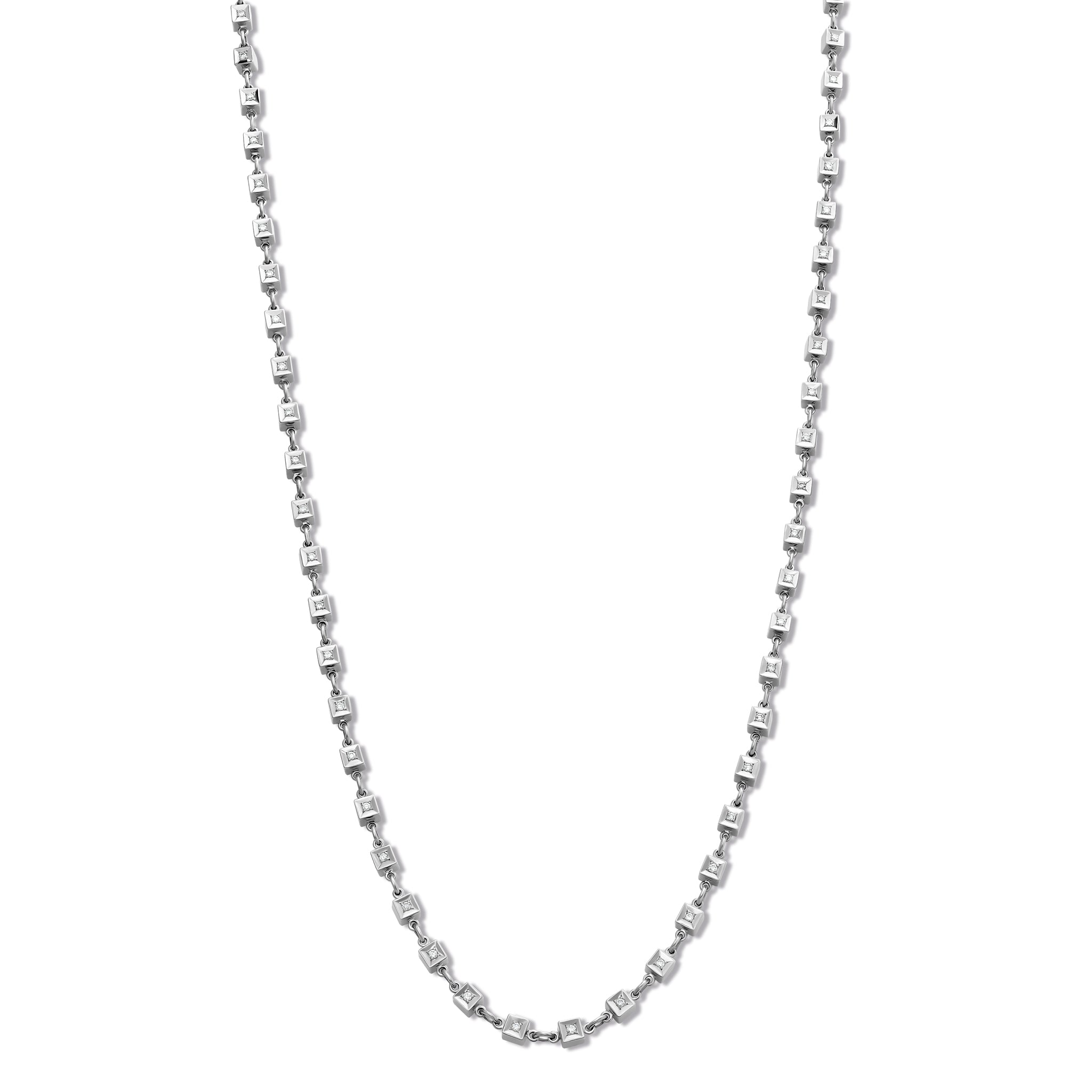 Exquisite Mashrabiya Trellis Necklace in White Gold with Diamond Accents - Perfect for Weddings, Evening Events & Special Occasions