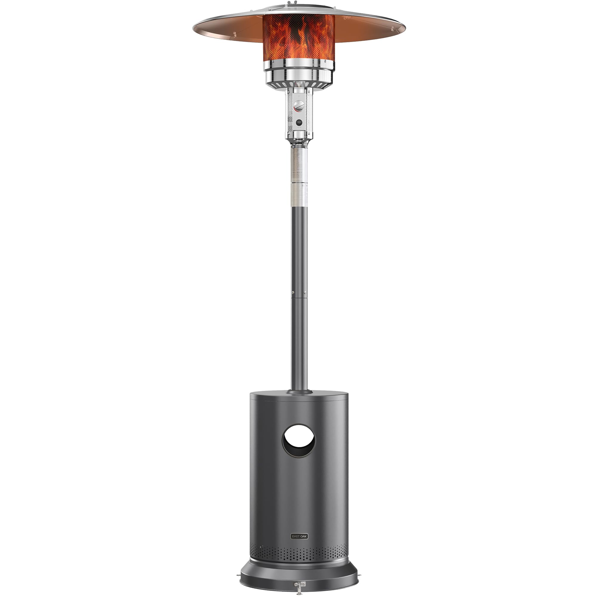 EAST OAK 55,000 BTU Outdoor Propane Heater with Round Table & Stainless Steel Burner - Portable Patio Heater with Wheels for Large Gardens, Restaurants, and Commercial Events - Perfect for Backyard Gatherings, Weddings, and Cold Weather Use - Carbon Black