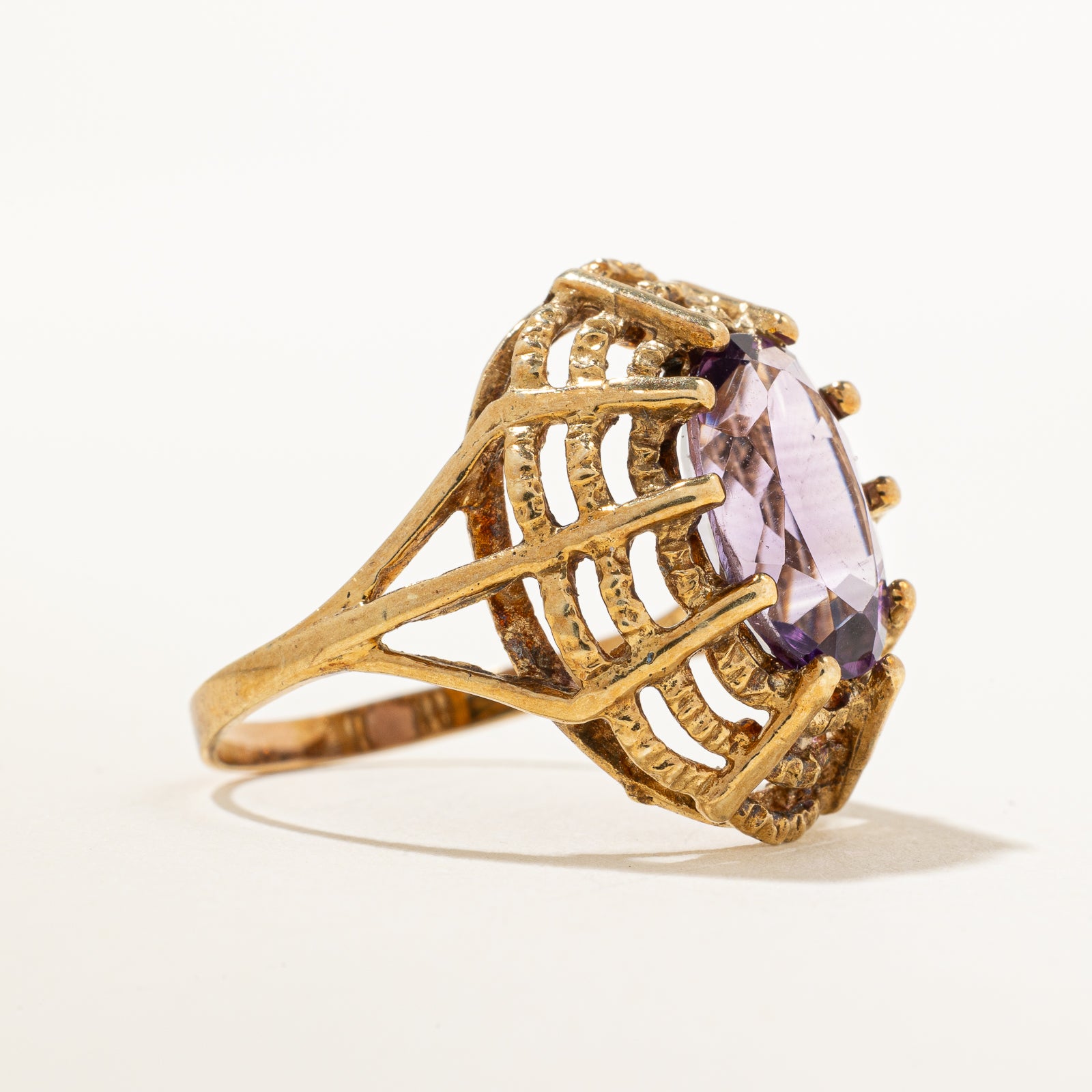 2.60ct Amethyst Webbed Dome Ring - Size 8.5 | Elegant Purple Gemstone Jewelry for Women | Perfect for Weddings, Parties & Special Occasions
