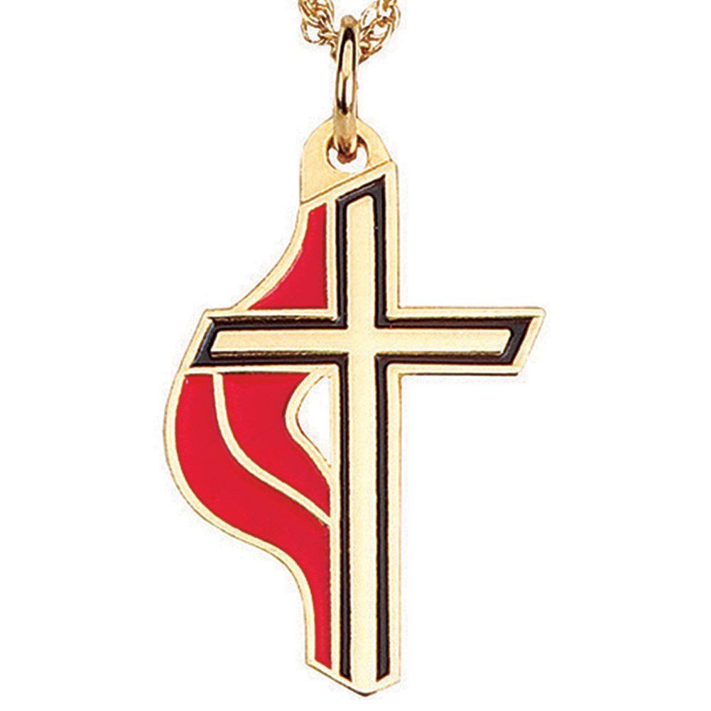 United Methodist Cross - 158 - Christian Religious Jewelry for Church Services, Weddings & Daily Faith Wear