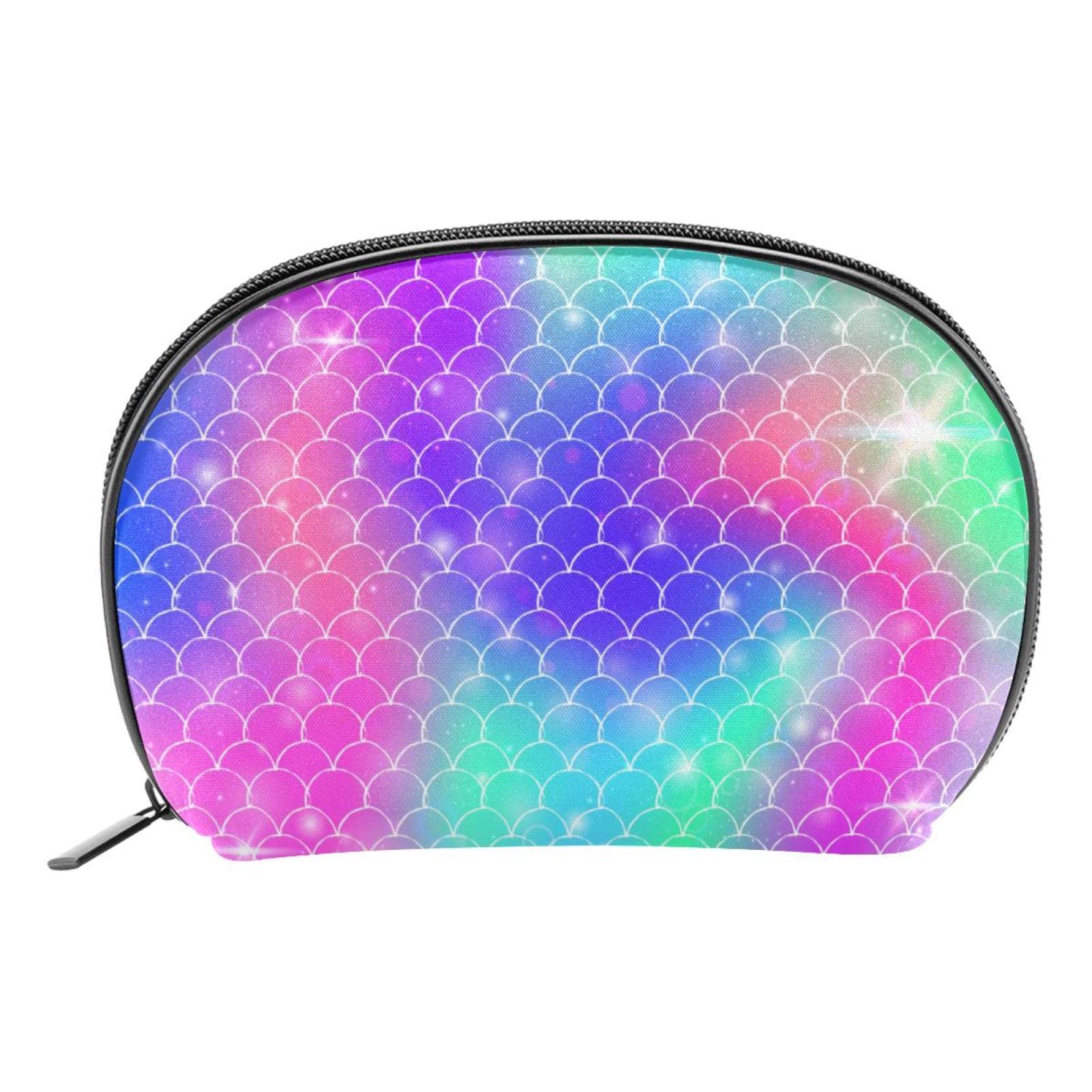 Waterproof Shell-Shaped Travel Cosmetic Bag for Women & Girls - Zippered Makeup Pouch with Mermaid Scale Pattern, Portable Toiletry Organizer for Vacation, Gym, Beach & Daily Use