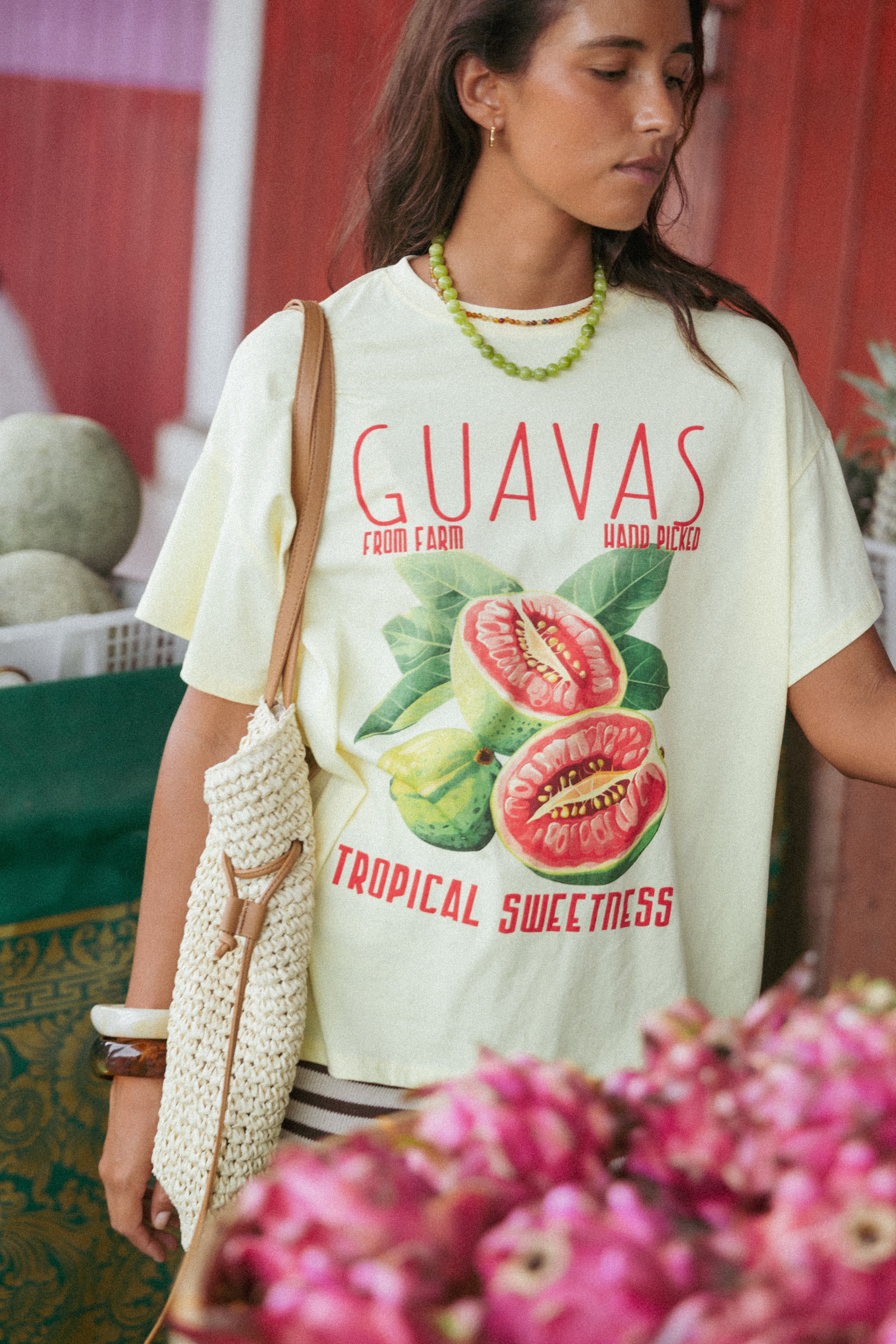 Guavas Graphic Tee - Soft Pale Yellow Cotton T-Shirt for Men & Women | Casual Streetwear, Summer Outfits, and Everyday Wear