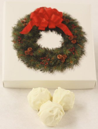 Scott's Cakes Premium White Chocolate Covered Pistachio Butter Truffles - 8 oz Wreath Box Gift Set - Perfect for Holidays, Parties & Corporate Gifting