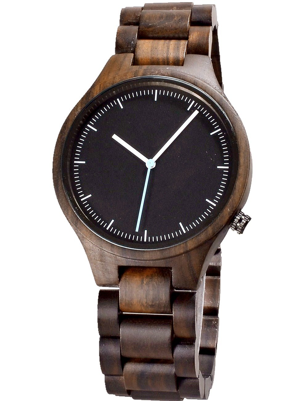 Men's Black Sandalwood Watch - Slim Minimalist Wooden Dial Analog Wristwatch for Casual & Formal Wear - Perfect for Business, Date Night & Everyday Style