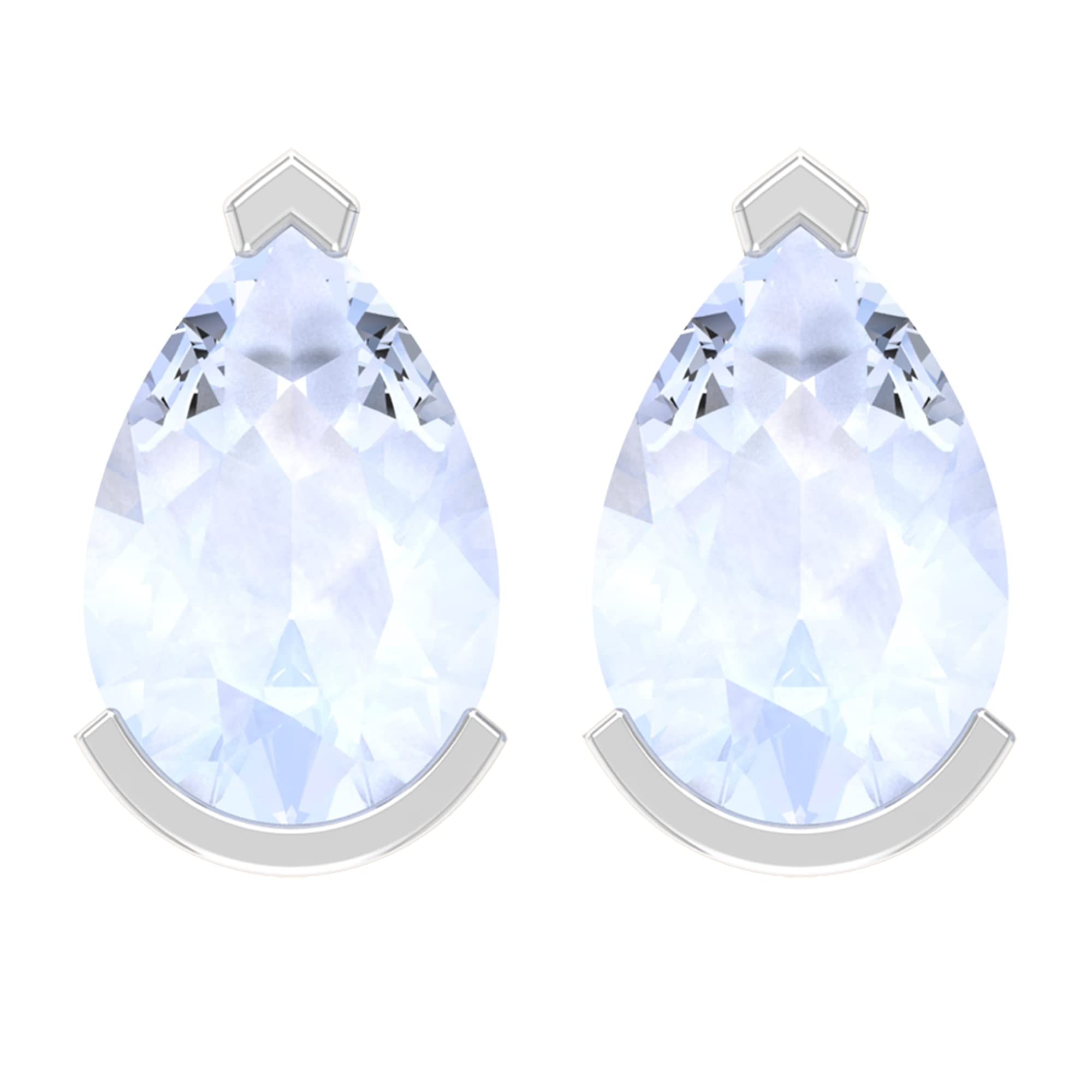 1 CT Pear Cut Moonstone Stud Earrings for Women - 14K Solid Gold Teardrop Solitaire Earrings - Perfect for Weddings, Date Nights & Special Occasions