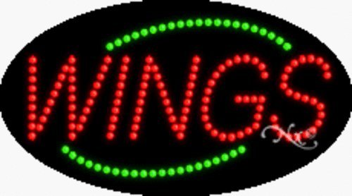 Wings Flashing & Animated LED Sign - High Impact, Energy Efficient Light Up Bar Sign for Restaurants, Pubs & Home Decor