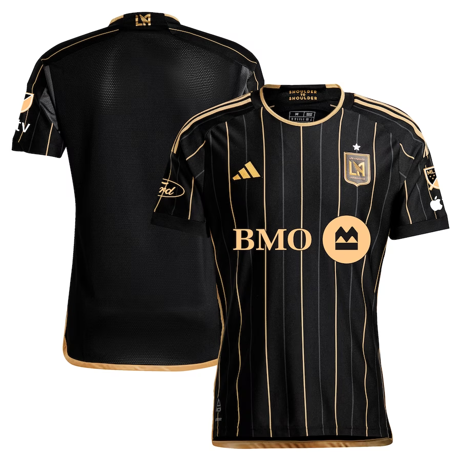 Adidas LAFC Authentic Home Jersey 2024/25 - Black & Gold with MLS, Apple TV & Ford Patches | Official MLS Soccer Jersey for Fans & Players | Perfect for Game Day & Casual Wear