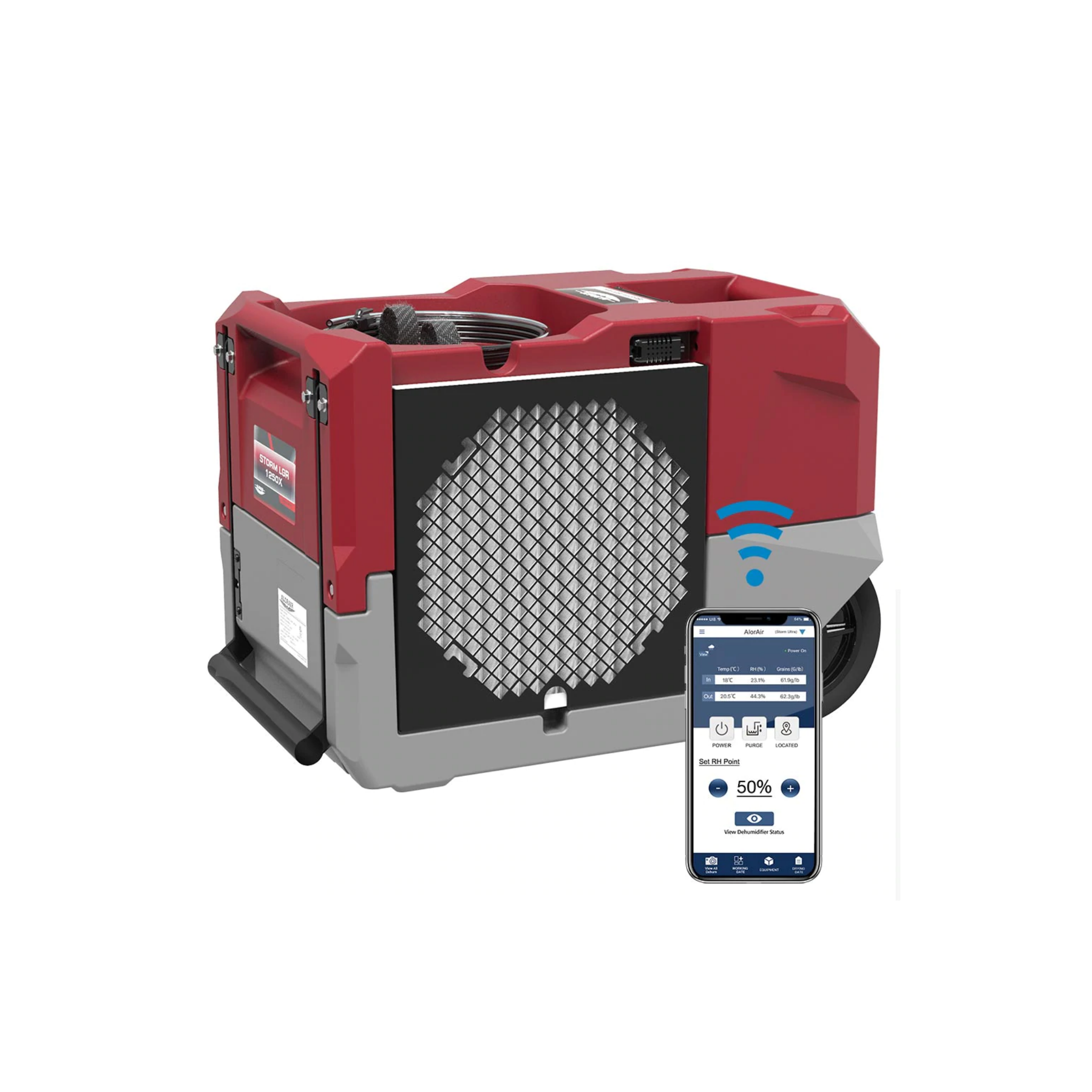 ALORAIR Smart Wi-Fi LGR 1250X Large Industrial Commercial Dehumidifier with Built-in Pump - High Capacity Moisture Control for Basements, Warehouses & Construction Sites