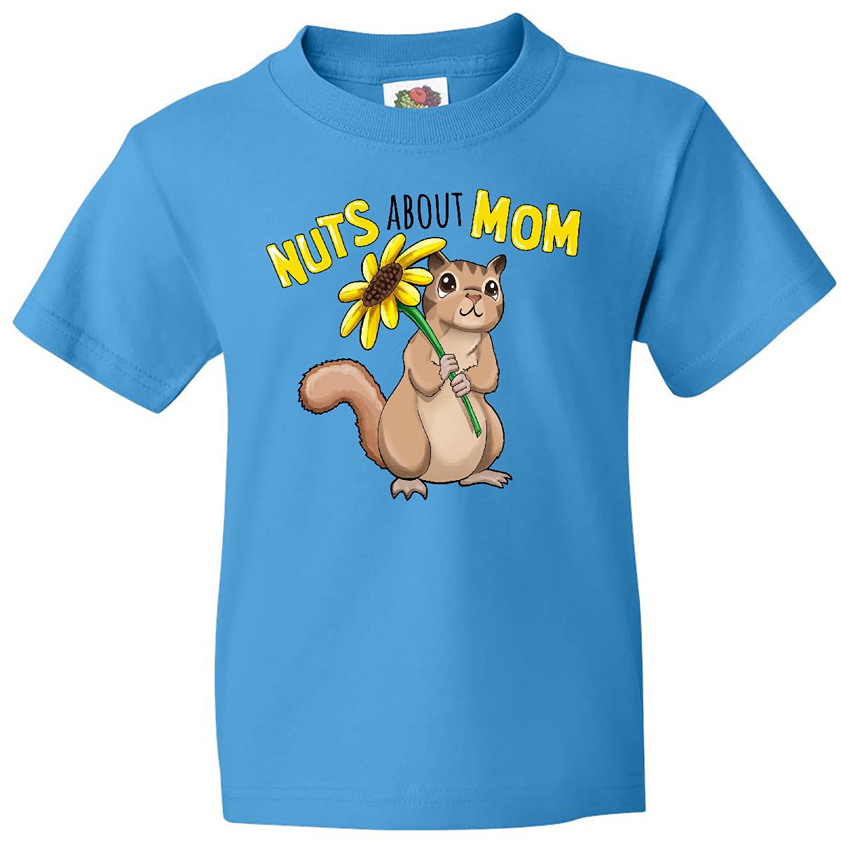 Inktastic 'Nuts About Mom' Cute Chipmunk with Sunflower Youth T-Shirt - Perfect for Mother's Day Gifts & Kids Casual Wear