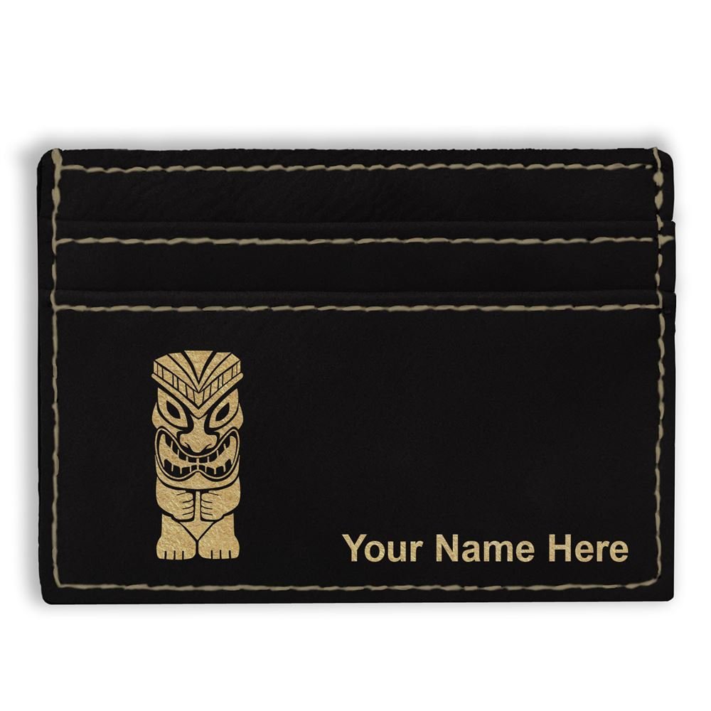Personalized Engraved Money Clip Wallet with Tiki Statue Design - Slim RFID Blocking Metal Wallet for Men - Perfect for Travel, Business & Everyday Carry