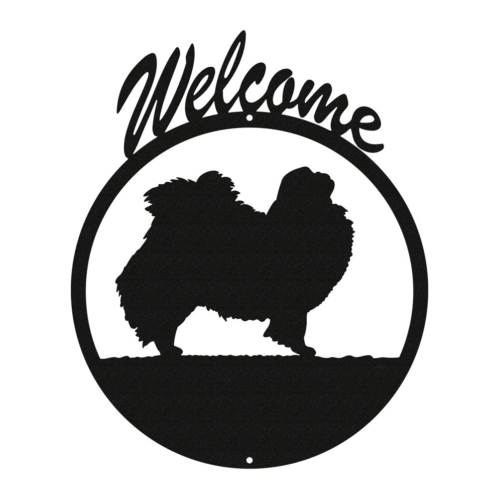 SWEN Japanese Chin Dog Metal Welcome Sign - Rustic Outdoor Decor for Porch, Garden & Pet Lovers - Perfect Housewarming Gift for Dog Owners